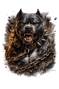 T-Shirt-Motiv-Black-Pitbull-Power-Download-PNG-transparent